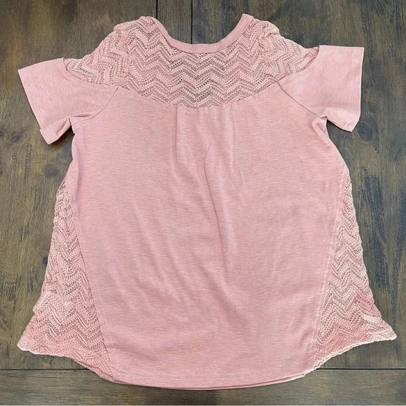 Miss Me Pieced Crochet Top. Sz Small. Mauve pink. - Picture 6 of 9